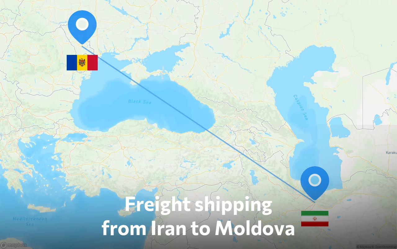 Shipping route from Iran to Moldova