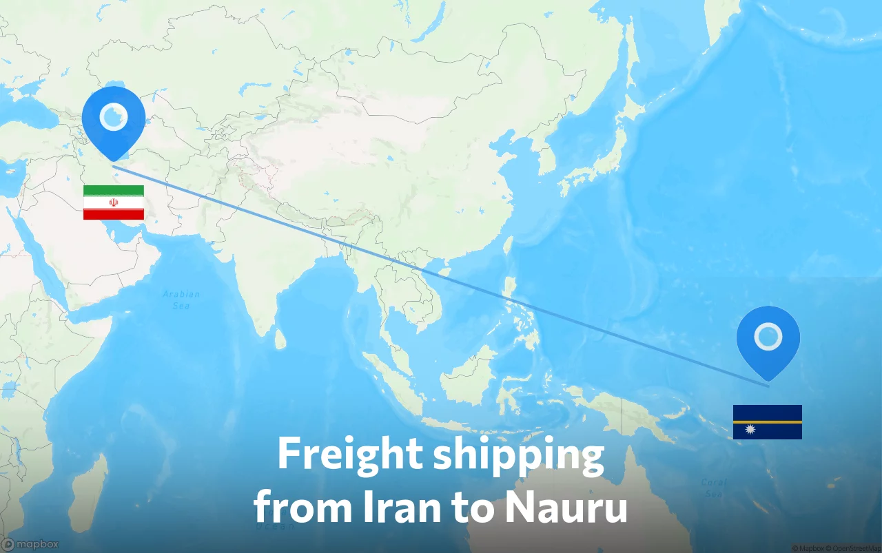 Shipping route from Iran to Nauru