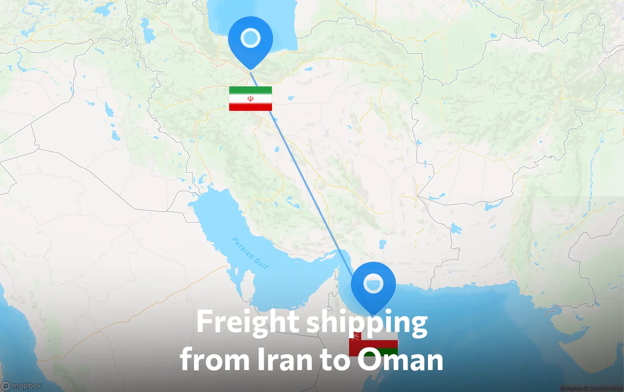 Shipping route from Iran to Oman