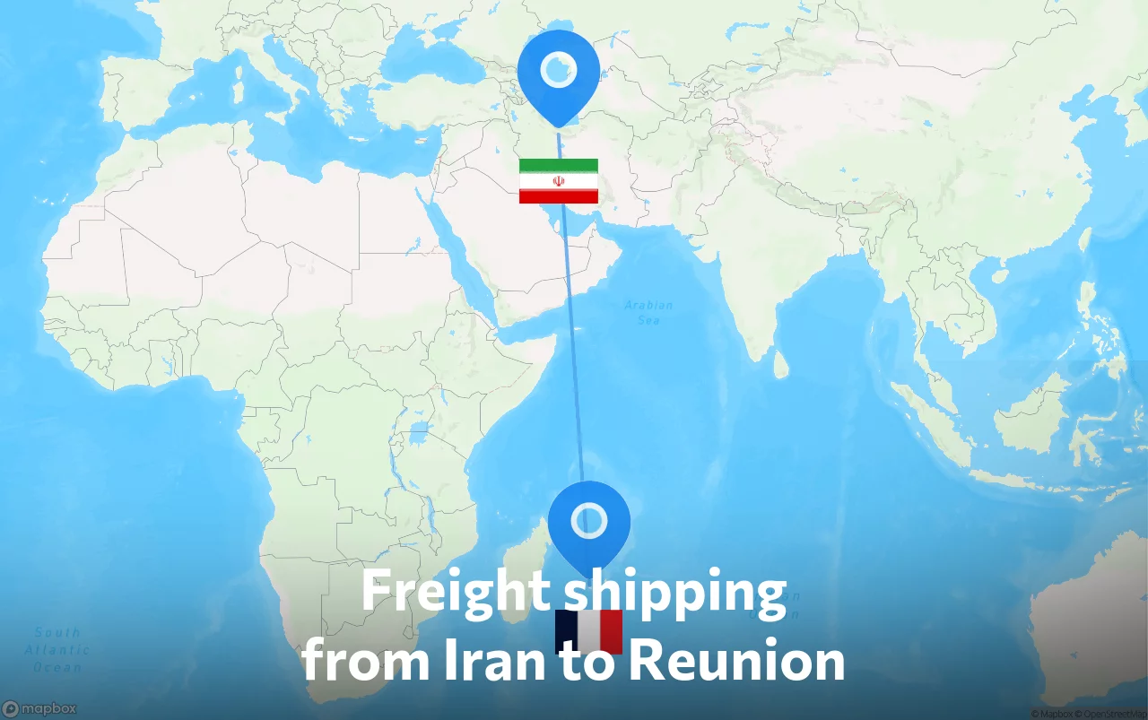 Shipping route from Iran to Reunion