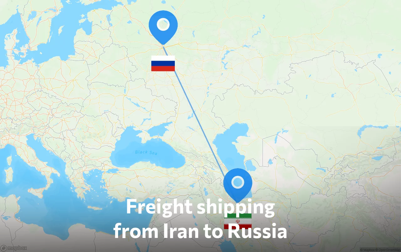 Shipping route from Iran to Russia