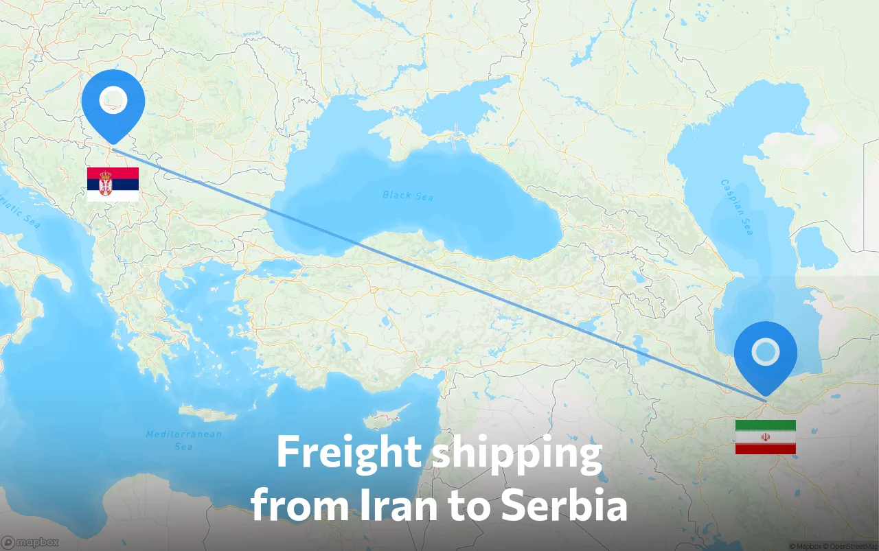 Shipping route from Iran to Serbia