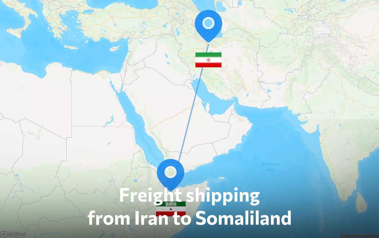 Shipping route from Iran to Somaliland