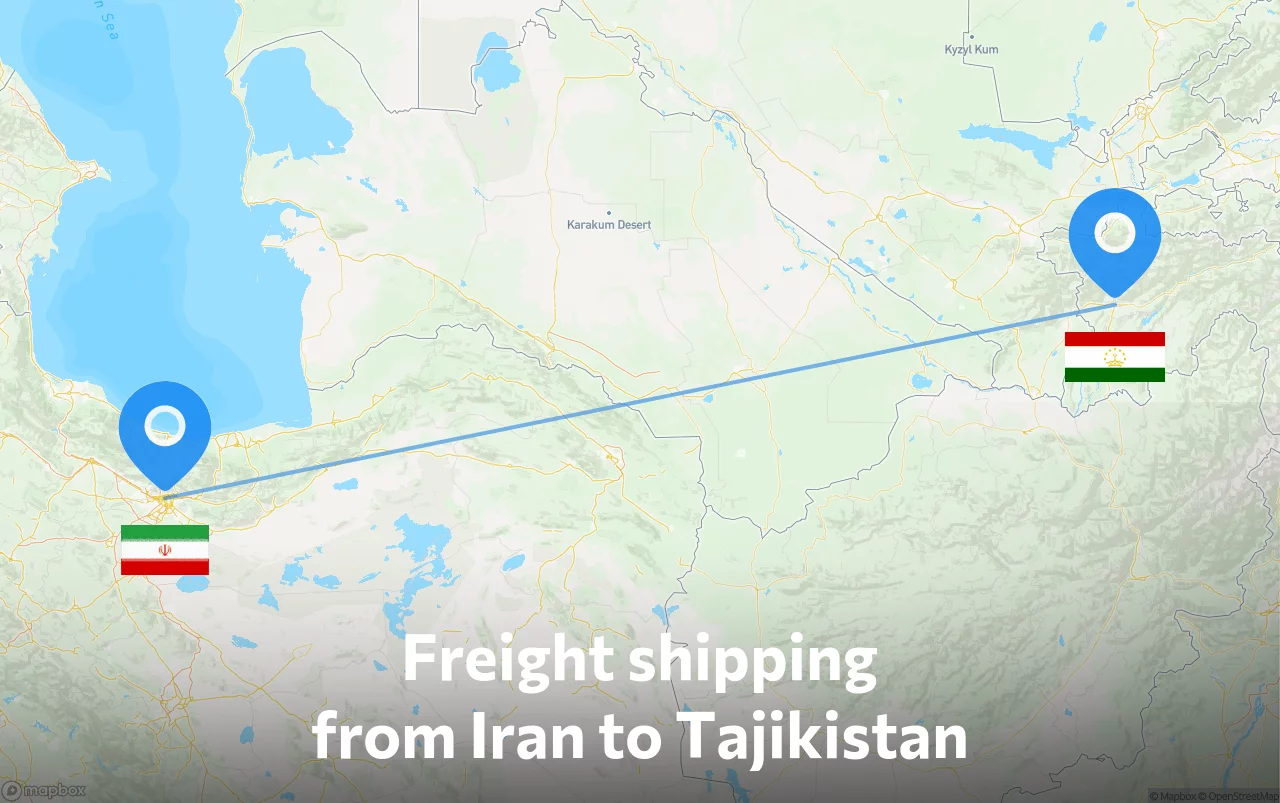 Shipping route from Iran to Tajikistan