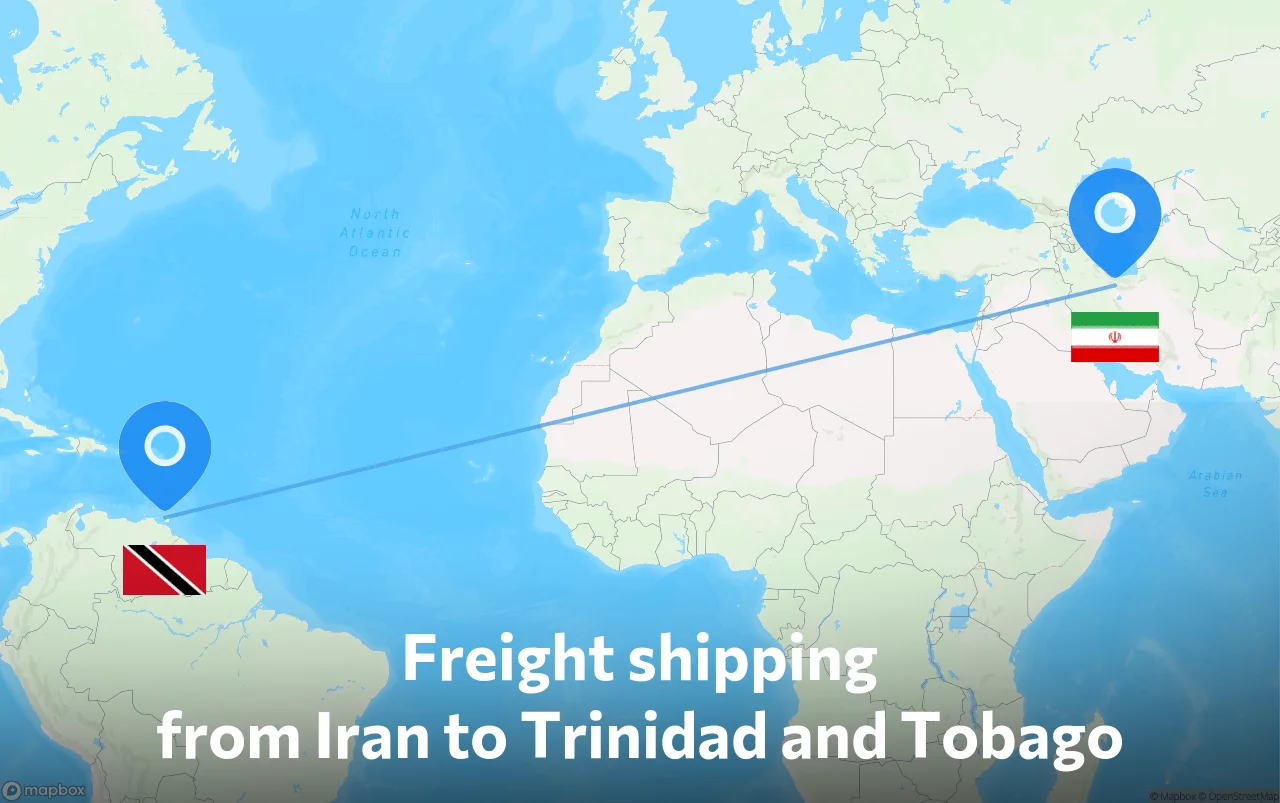 Shipping route from Iran to Trinidad and Tobago