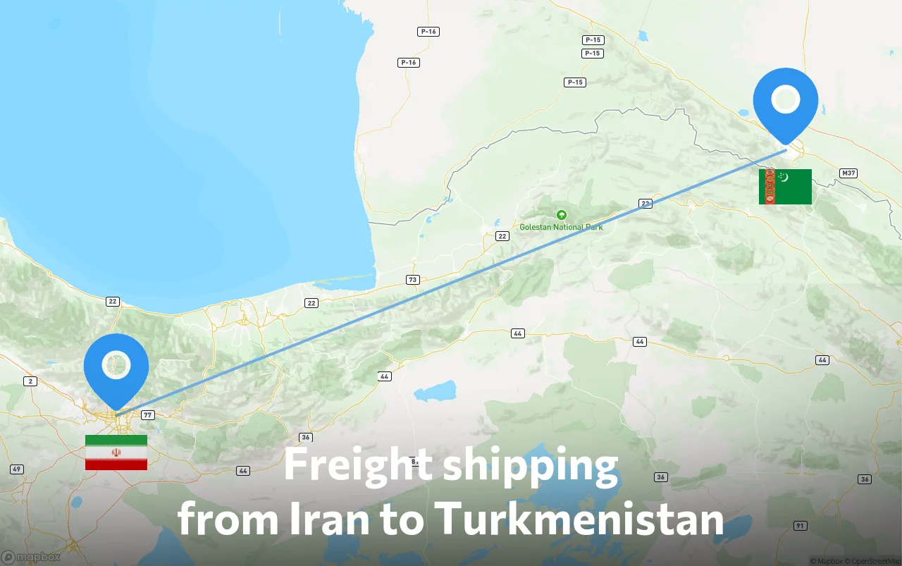 Shipping route from Iran to Turkmenistan