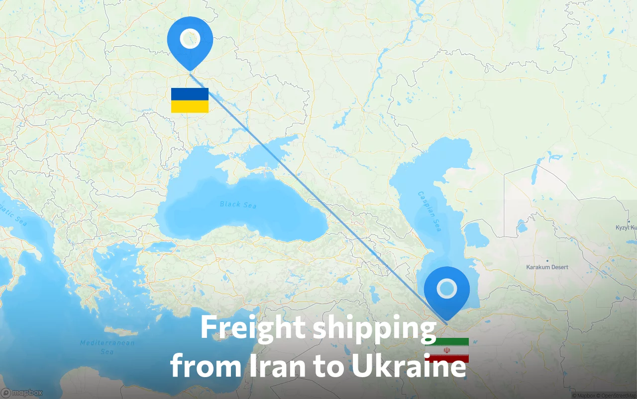 Shipping route from Iran to Ukraine