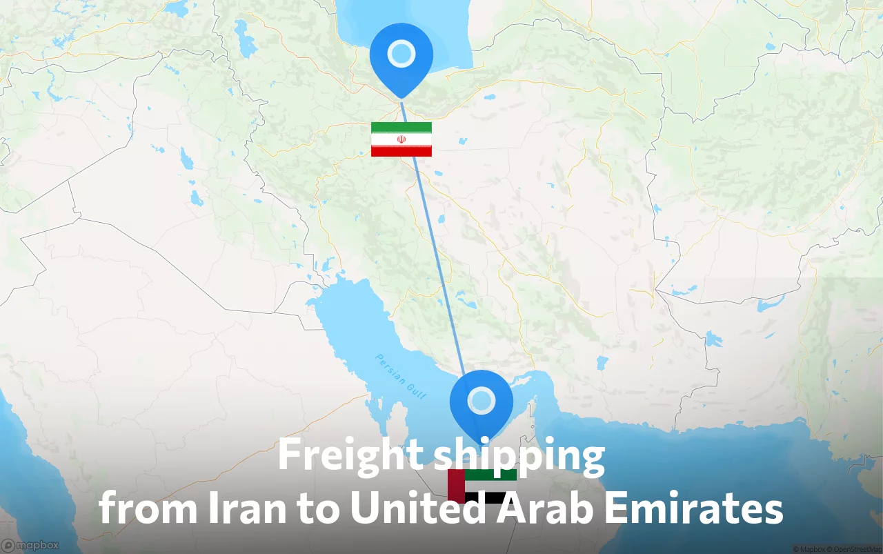 Shipping route from Iran to United Arab Emirates