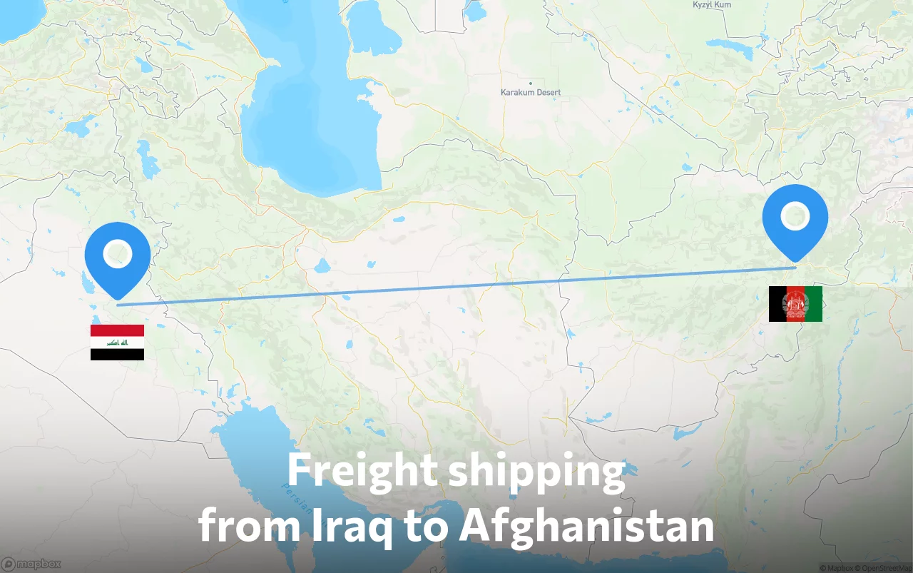 Shipping route from Iraq to Afghanistan