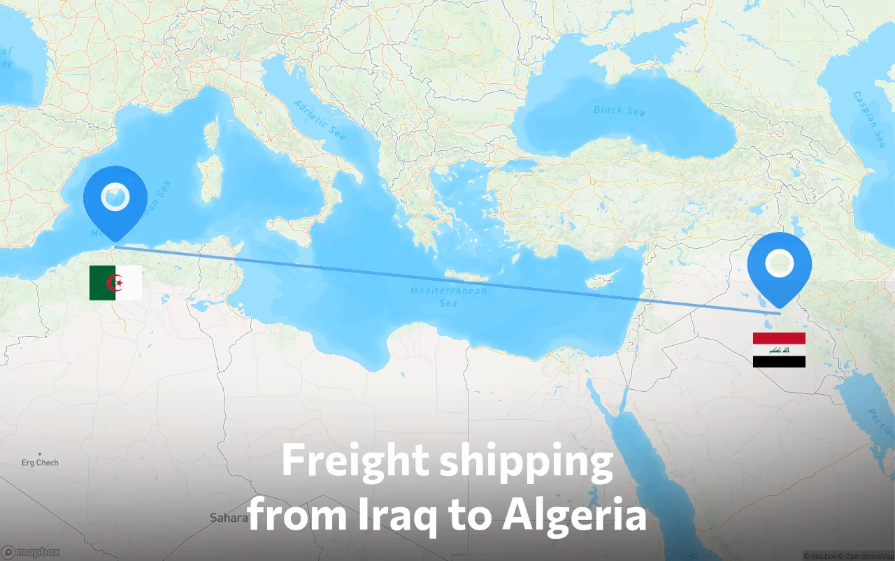 Shipping route from Iraq to Algeria