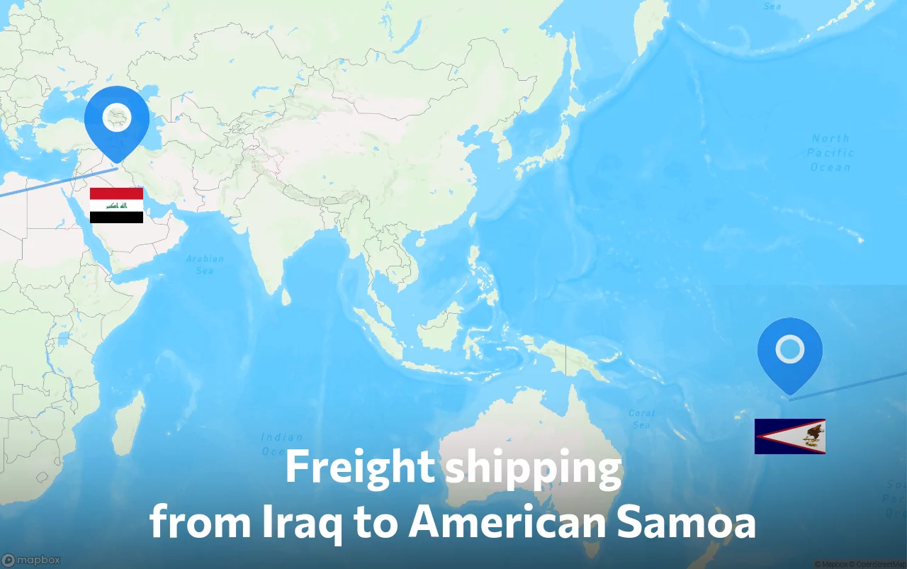 Shipping route from Iraq to American Samoa