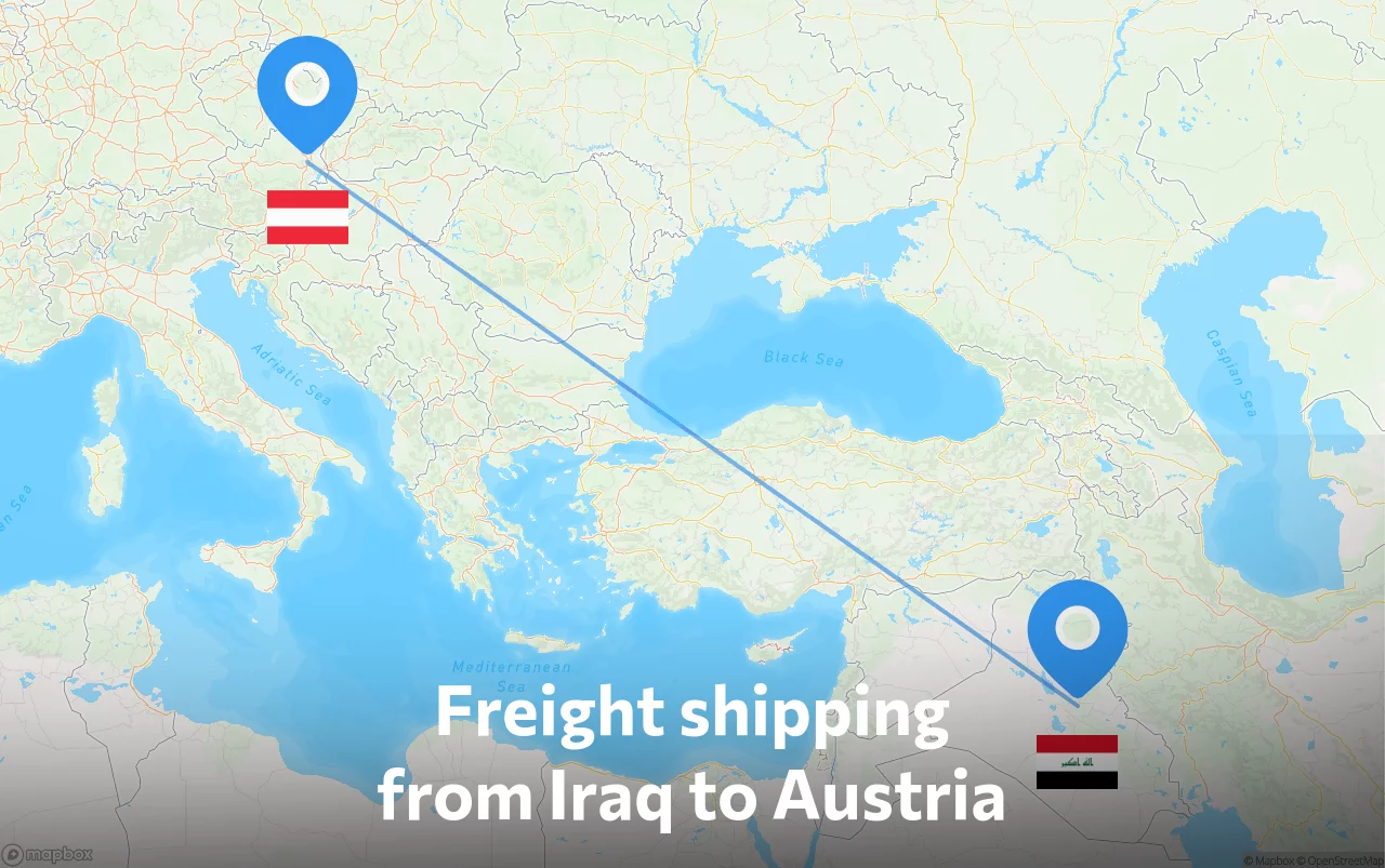 Shipping route from Iraq to Austria