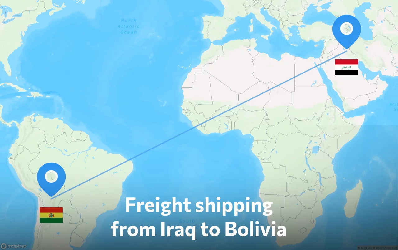 Shipping route from Iraq to Bolivia