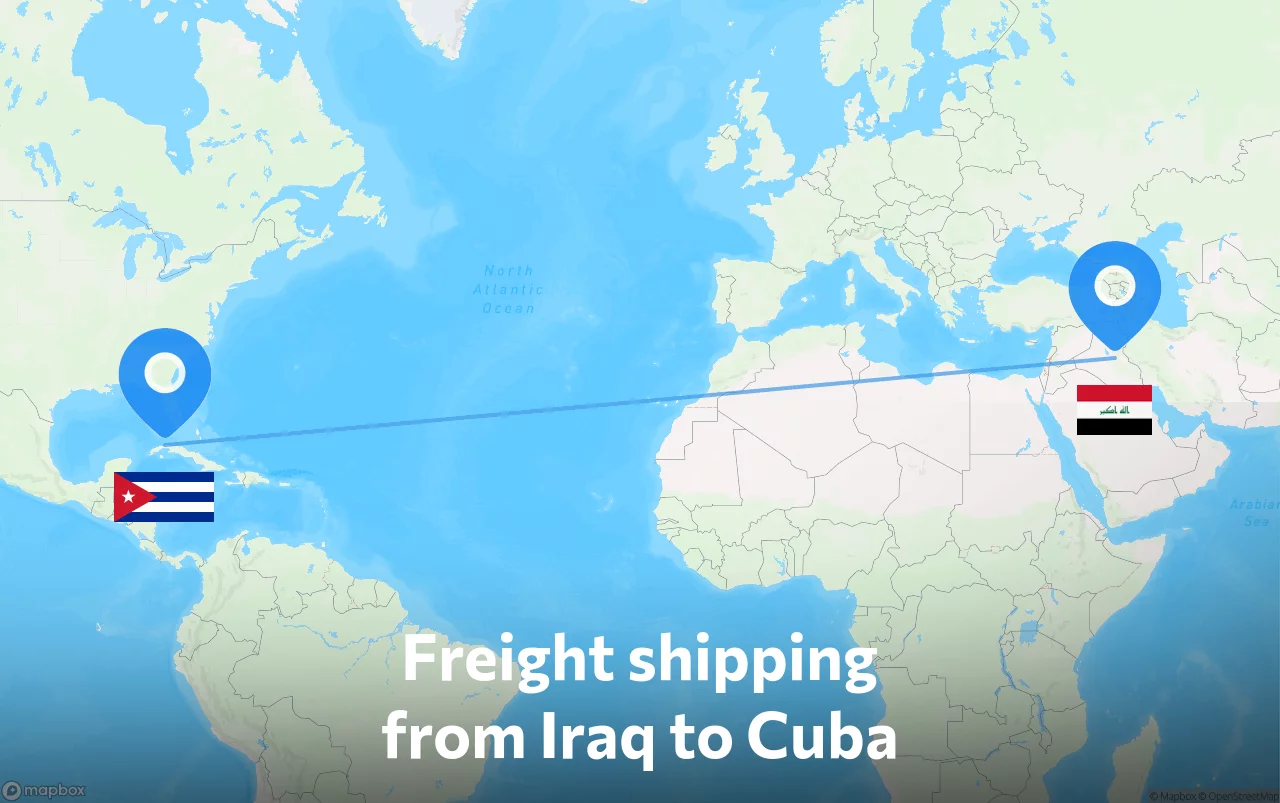 Shipping route from Iraq to Cuba