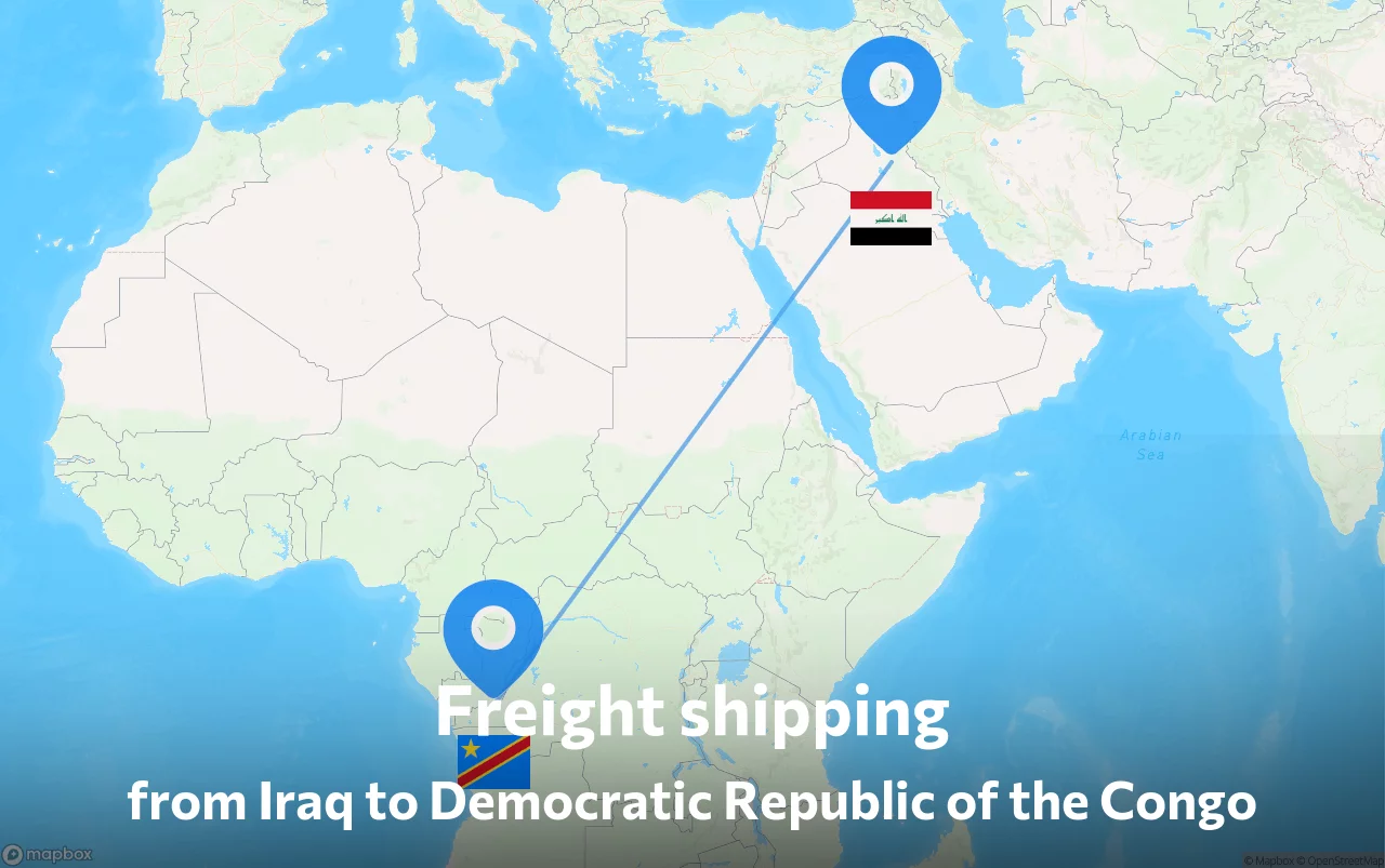 Shipping route from Iraq to Democratic Republic of the Congo