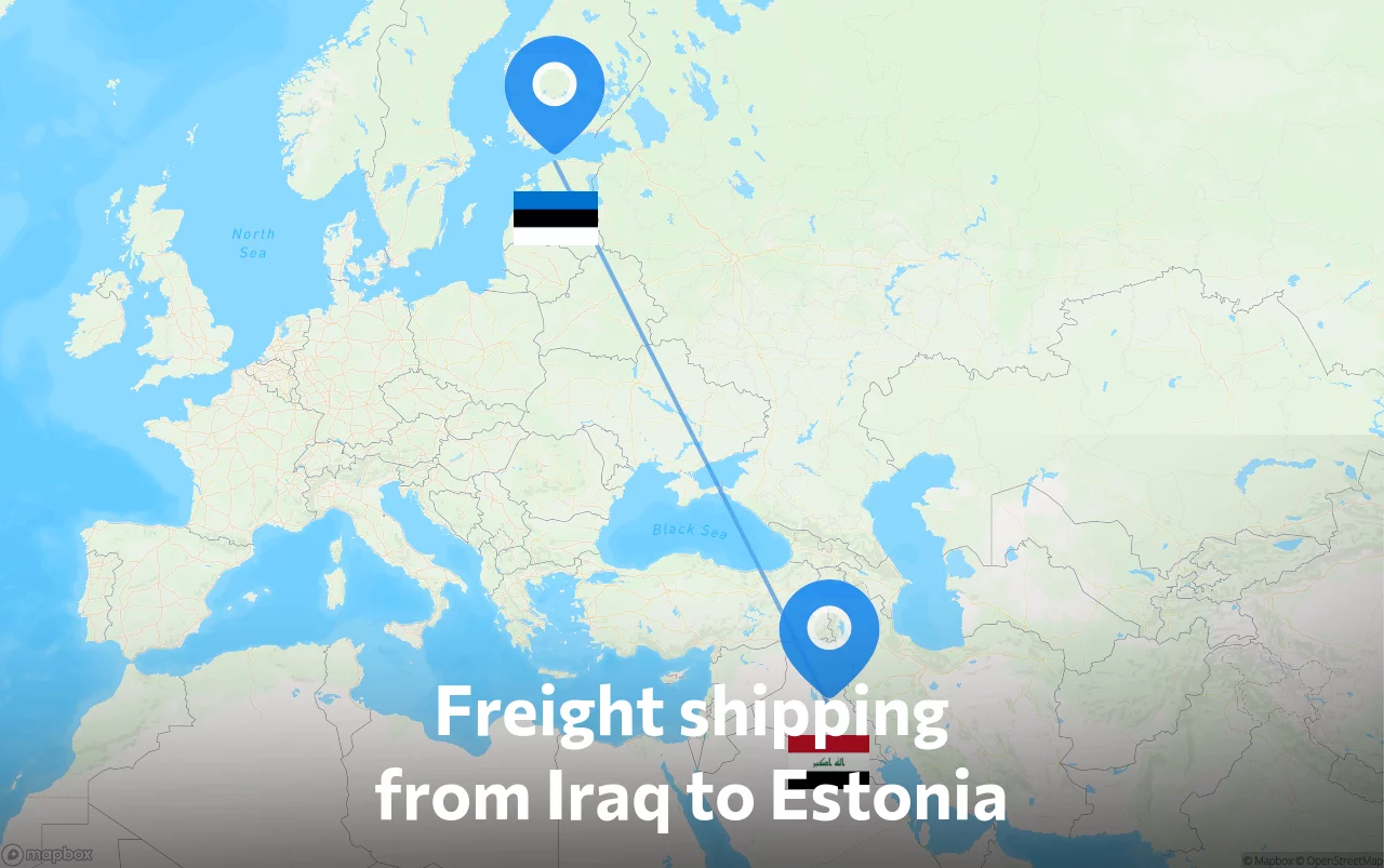 Shipping route from Iraq to Estonia