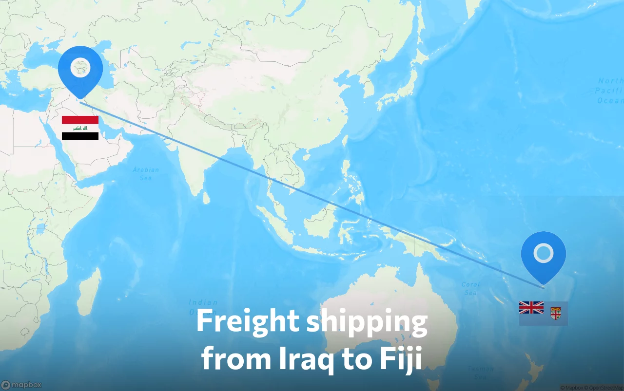 Shipping route from Iraq to Fiji
