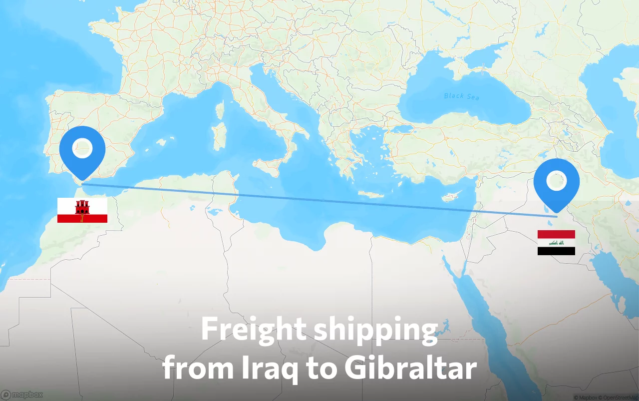 Shipping route from Iraq to Gibraltar