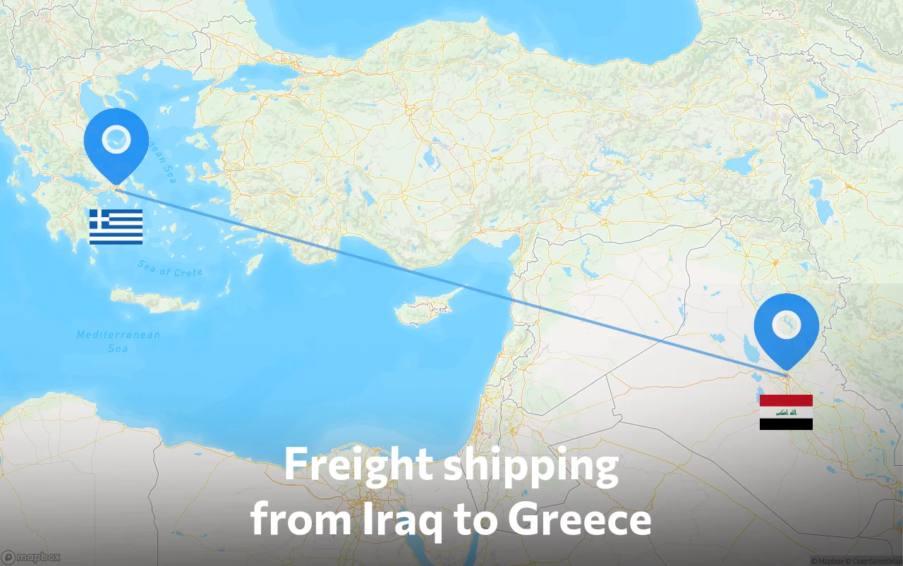 Shipping route from Iraq to Greece