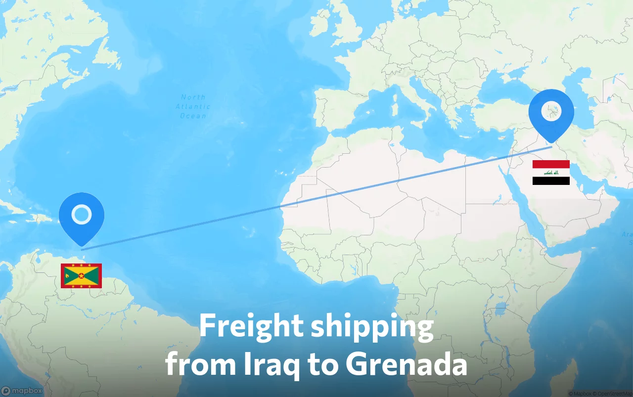 Shipping route from Iraq to Grenada