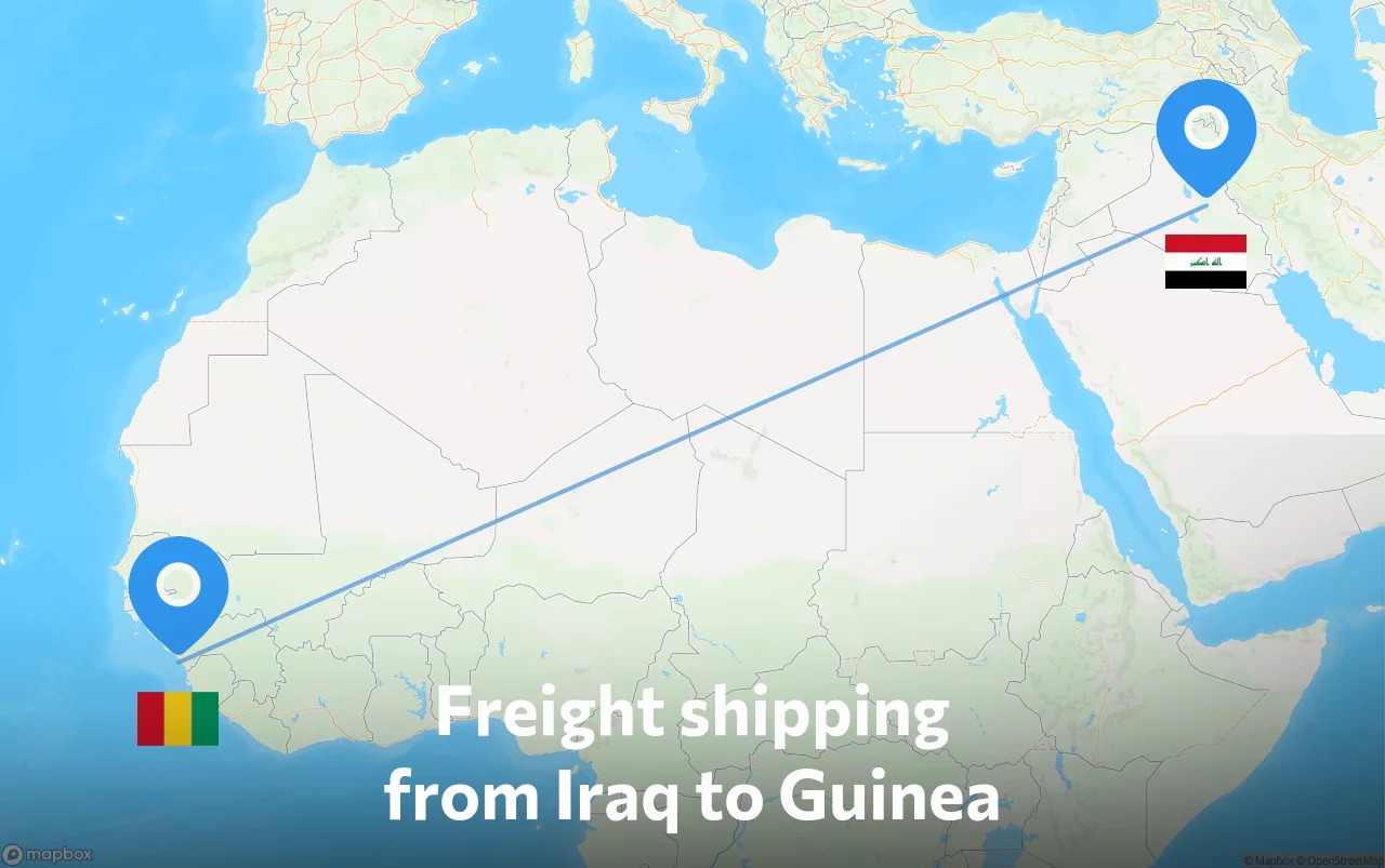 Shipping route from Iraq to Guinea