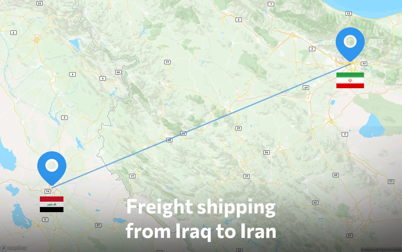 Shipping route from Iraq to Iran