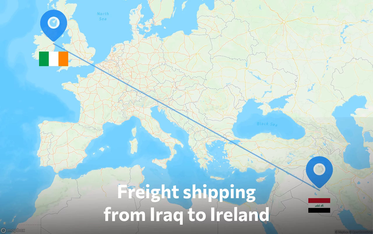 Shipping route from Iraq to Ireland