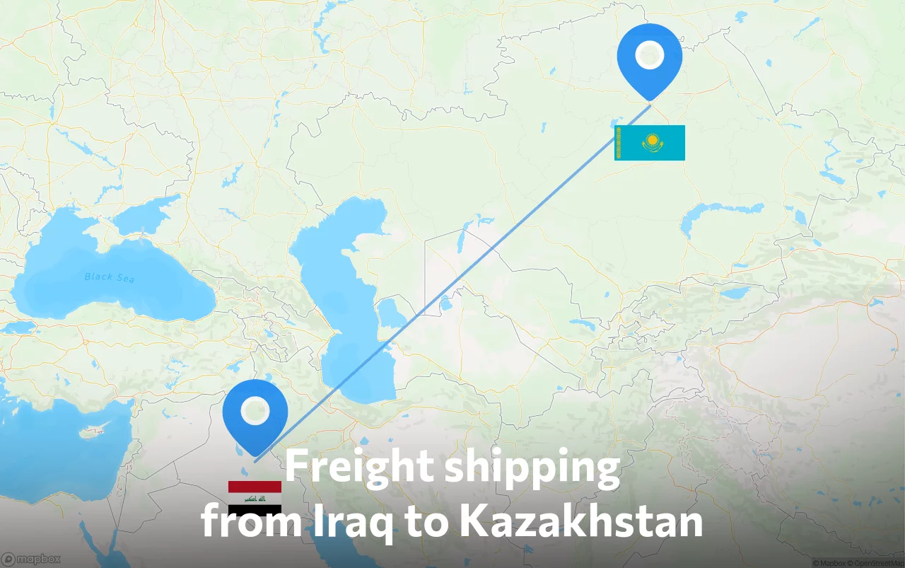 Shipping route from Iraq to Kazakhstan