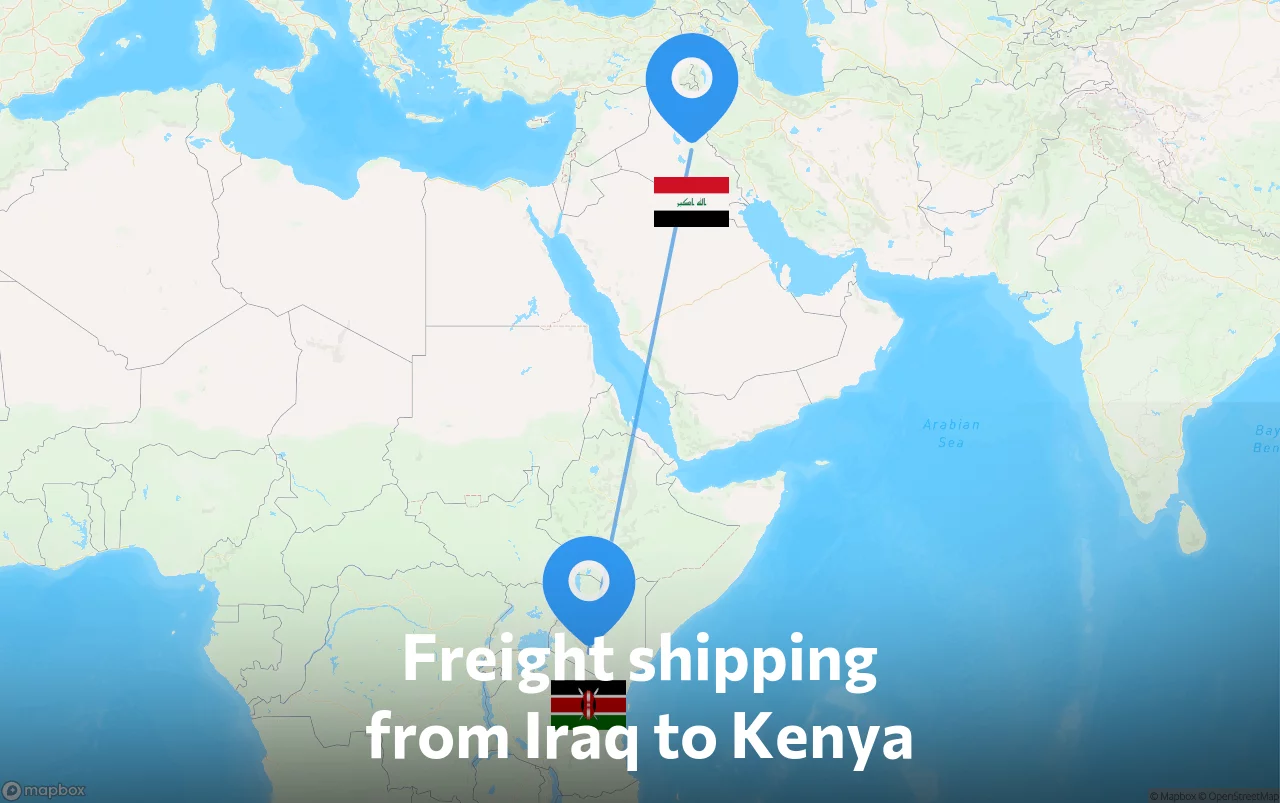 Shipping route from Iraq to Kenya