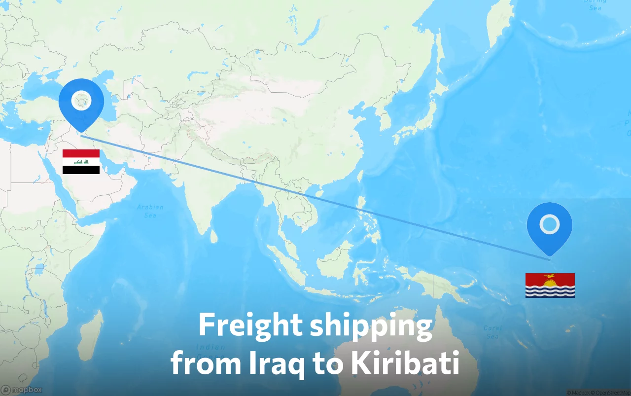 Shipping route from Iraq to Kiribati