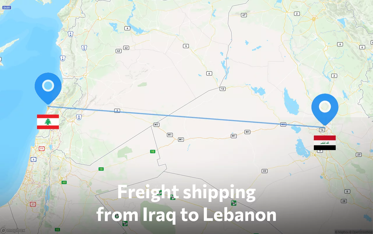 Shipping route from Iraq to Lebanon