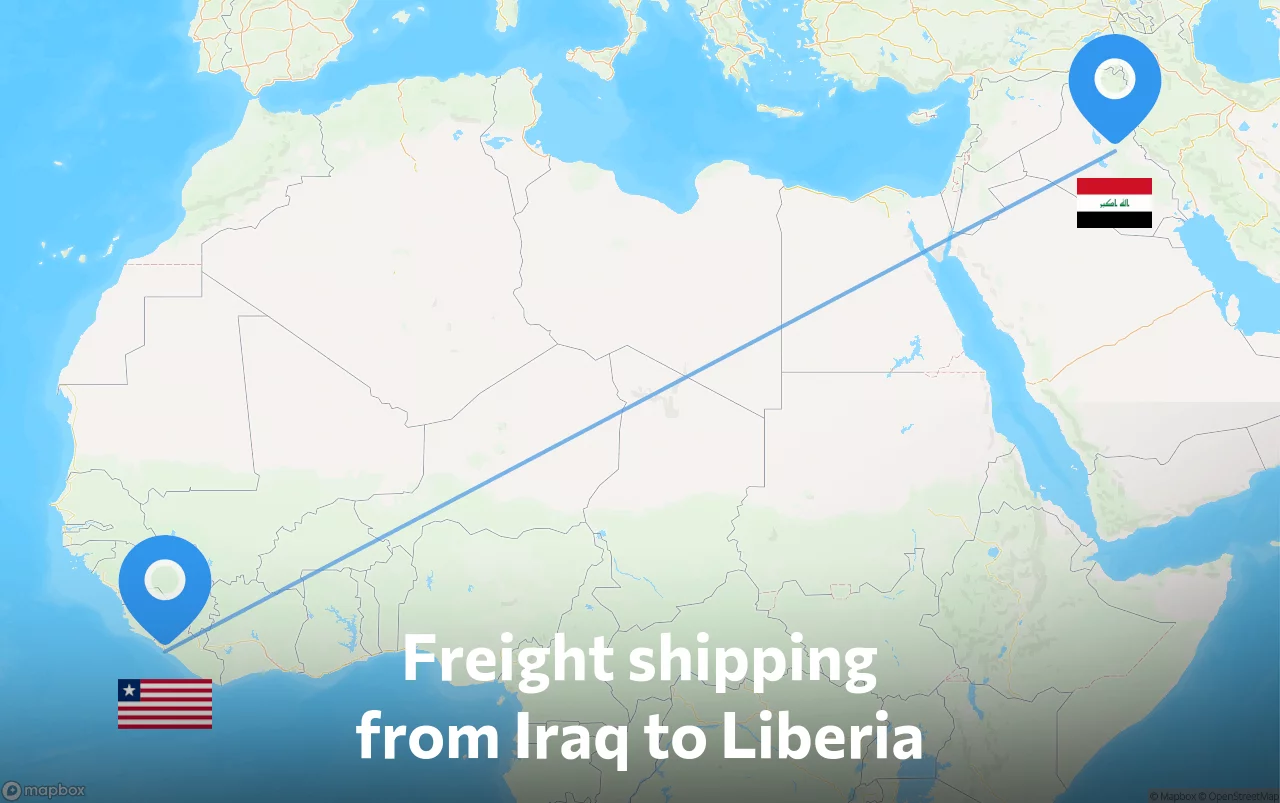 Shipping route from Iraq to Liberia
