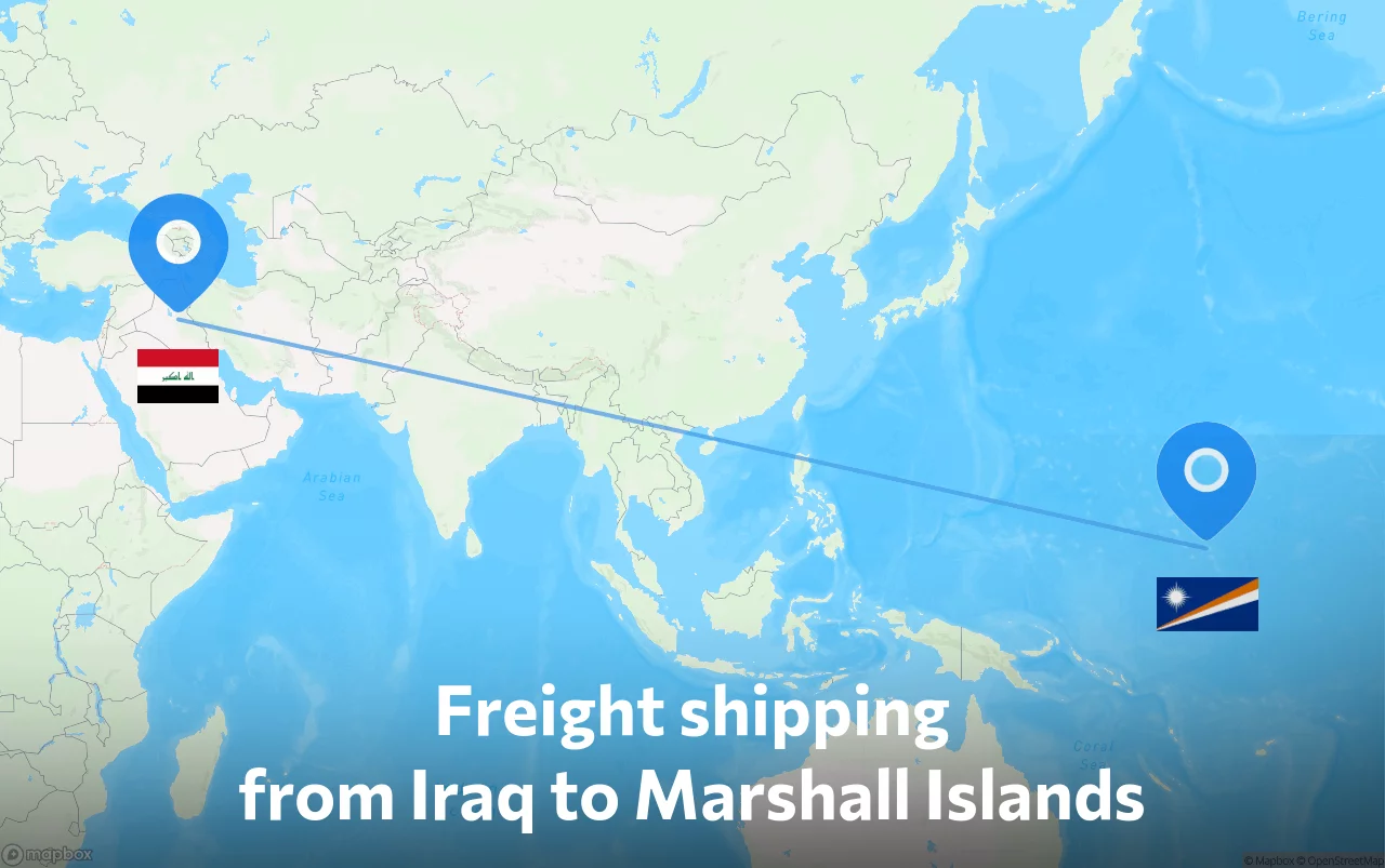 Shipping route from Iraq to Marshall Islands