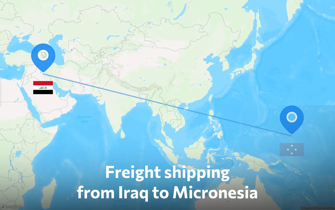 Shipping route from Iraq to Micronesia