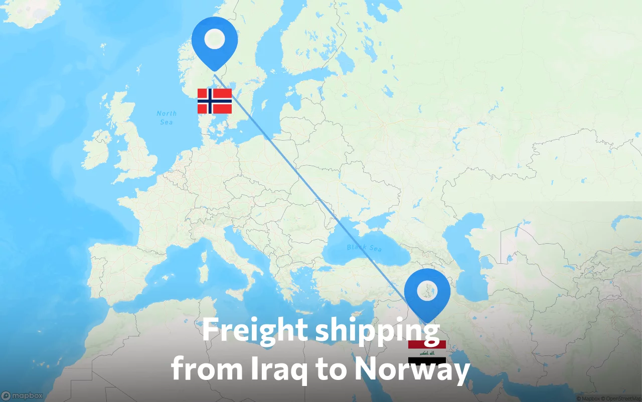 Shipping route from Iraq to Norway