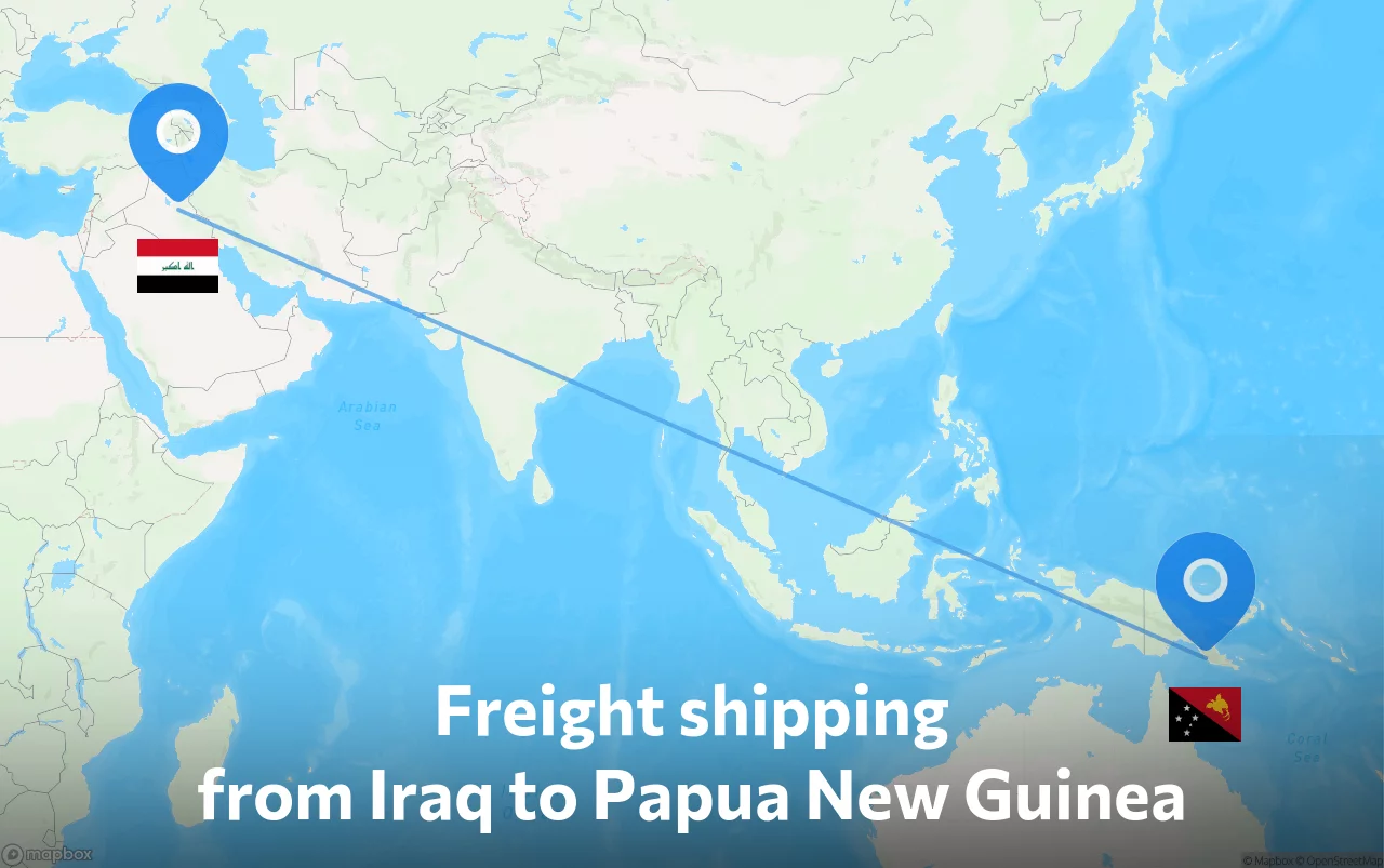Shipping route from Iraq to Papua New Guinea