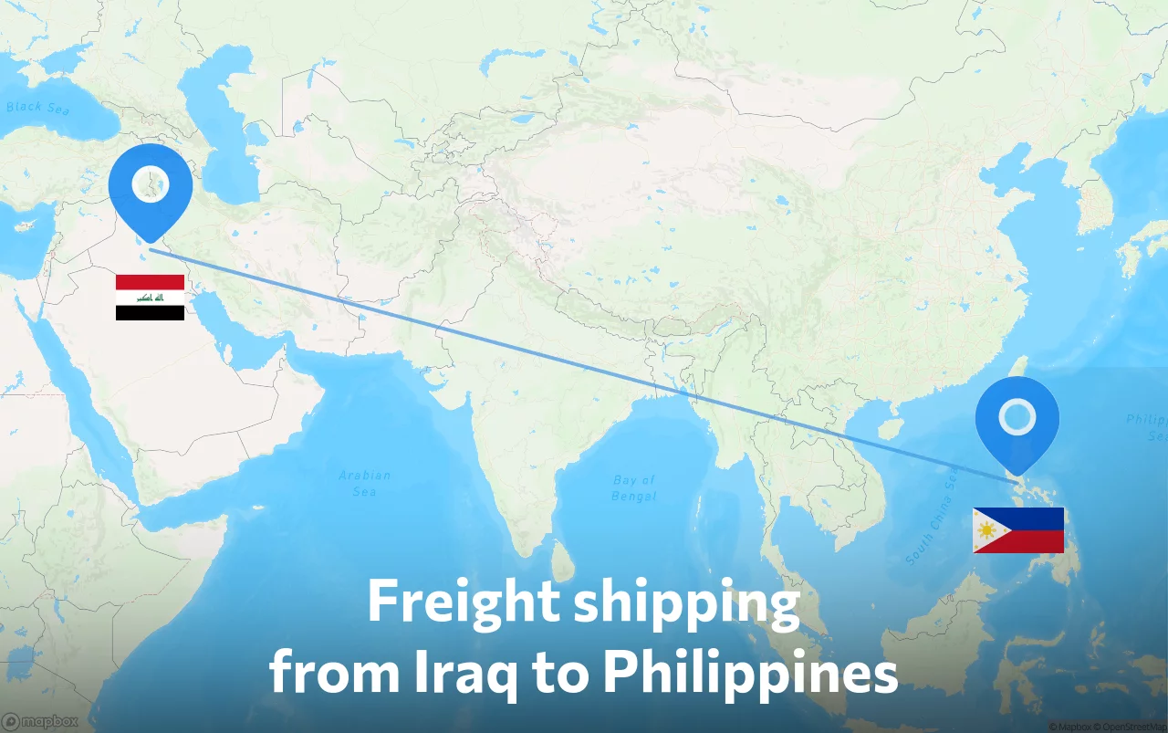 Shipping route from Iraq to Philippines