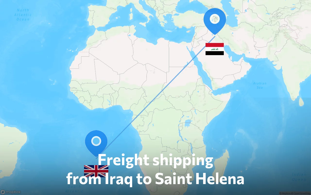 Shipping route from Iraq to Saint Helena