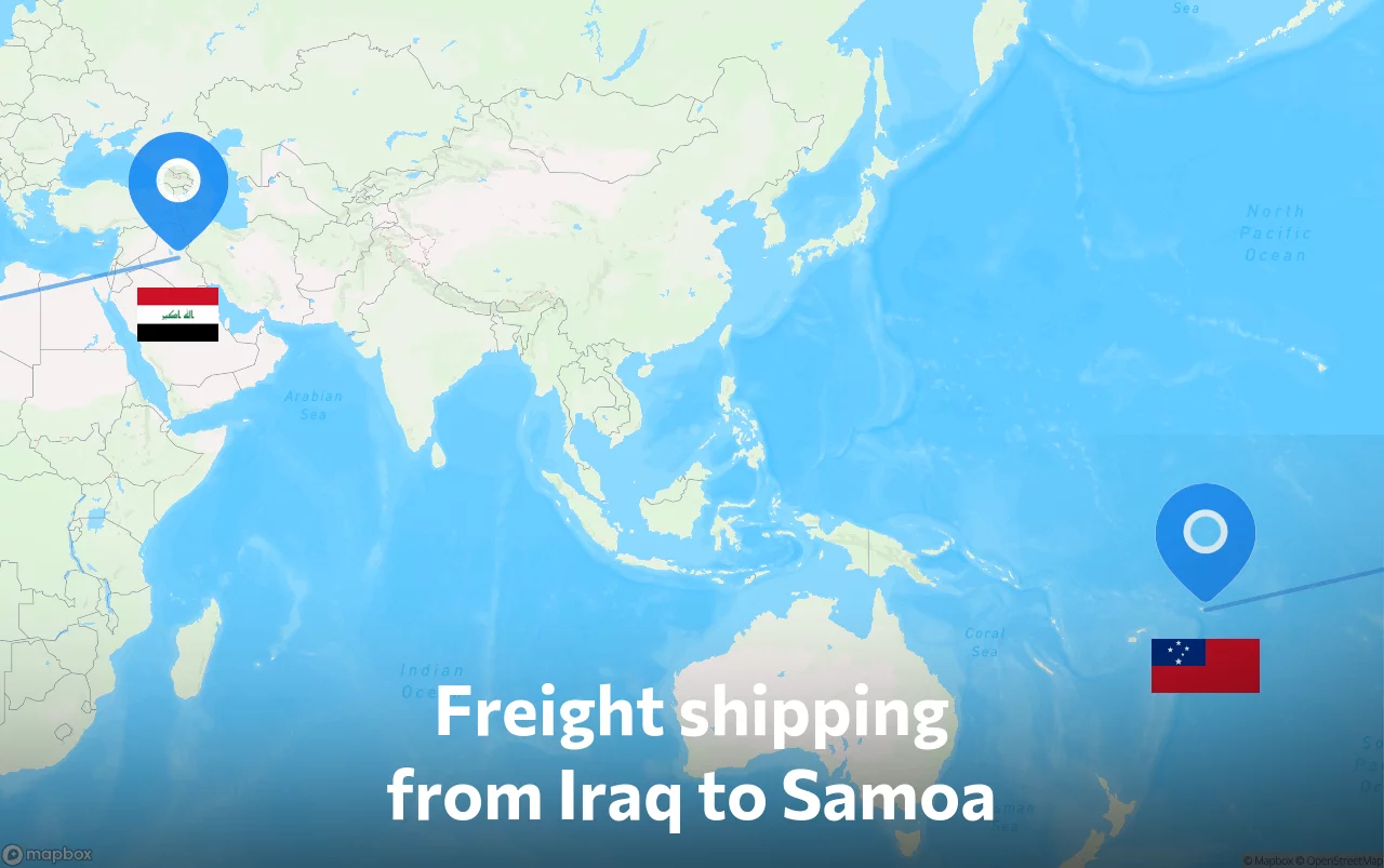 Shipping route from Iraq to Samoa