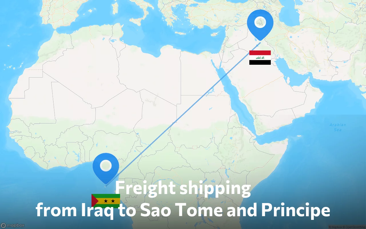 Shipping route from Iraq to Sao Tome and Principe
