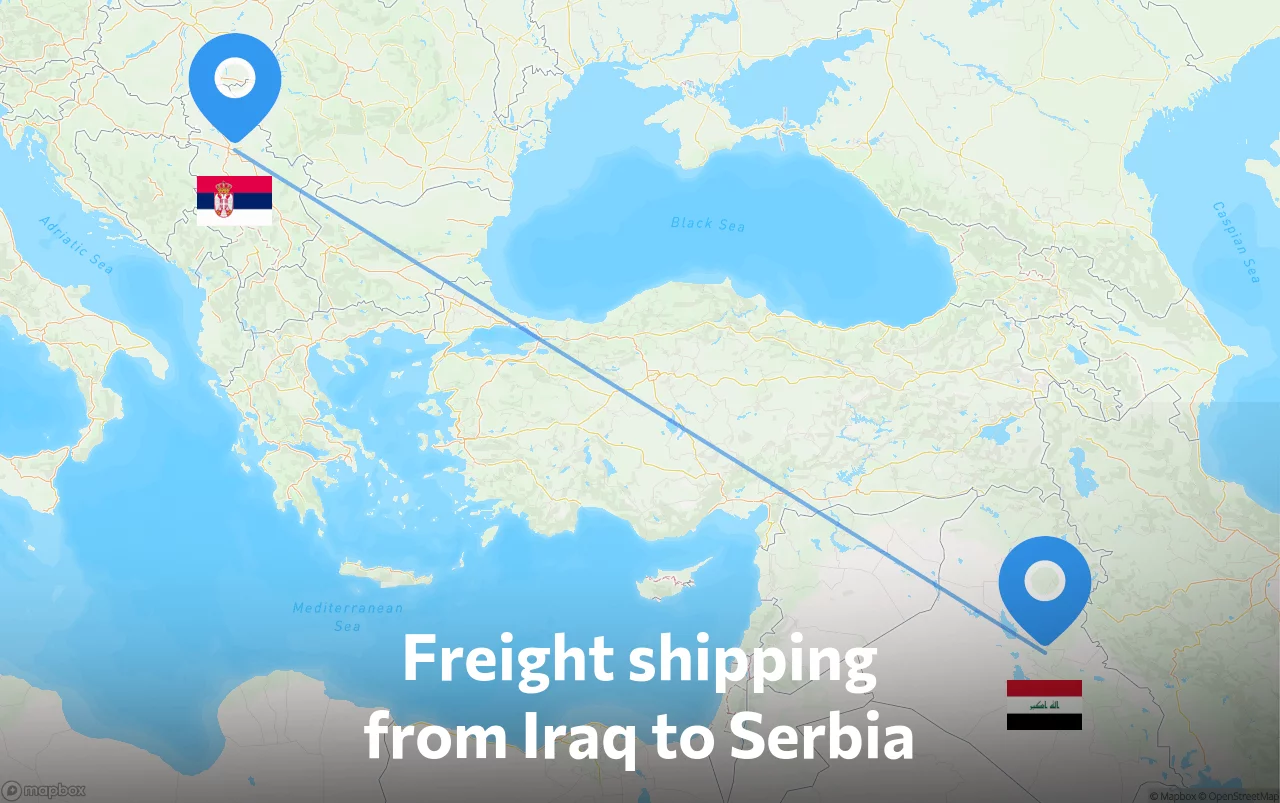 Shipping route from Iraq to Serbia