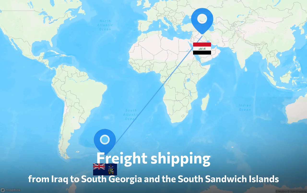 Shipping route from Iraq to South Georgia and the South Sandwich Islands