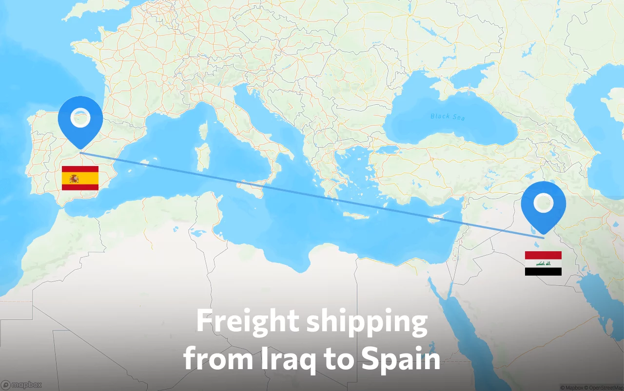 Shipping route from Iraq to Spain