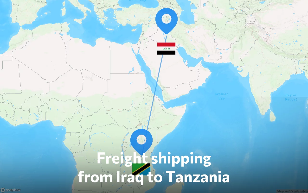 Shipping route from Iraq to Tanzania