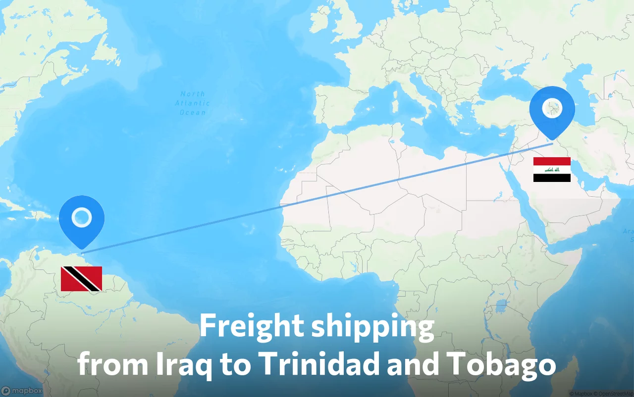 Shipping route from Iraq to Trinidad and Tobago