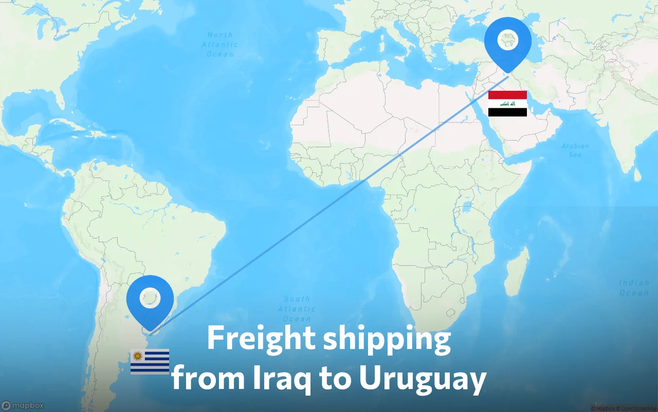 Shipping route from Iraq to Uruguay
