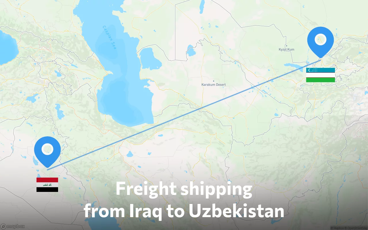 Shipping route from Iraq to Uzbekistan