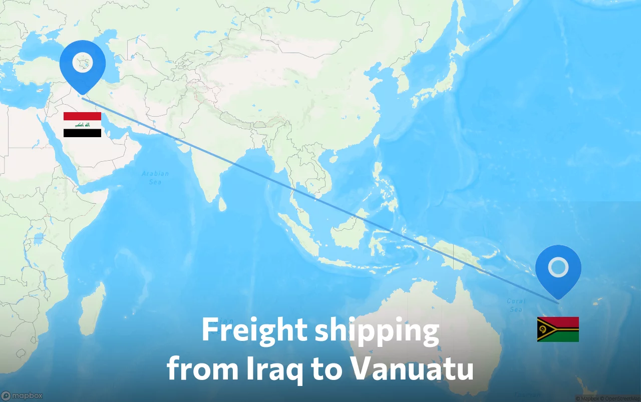 Shipping route from Iraq to Vanuatu