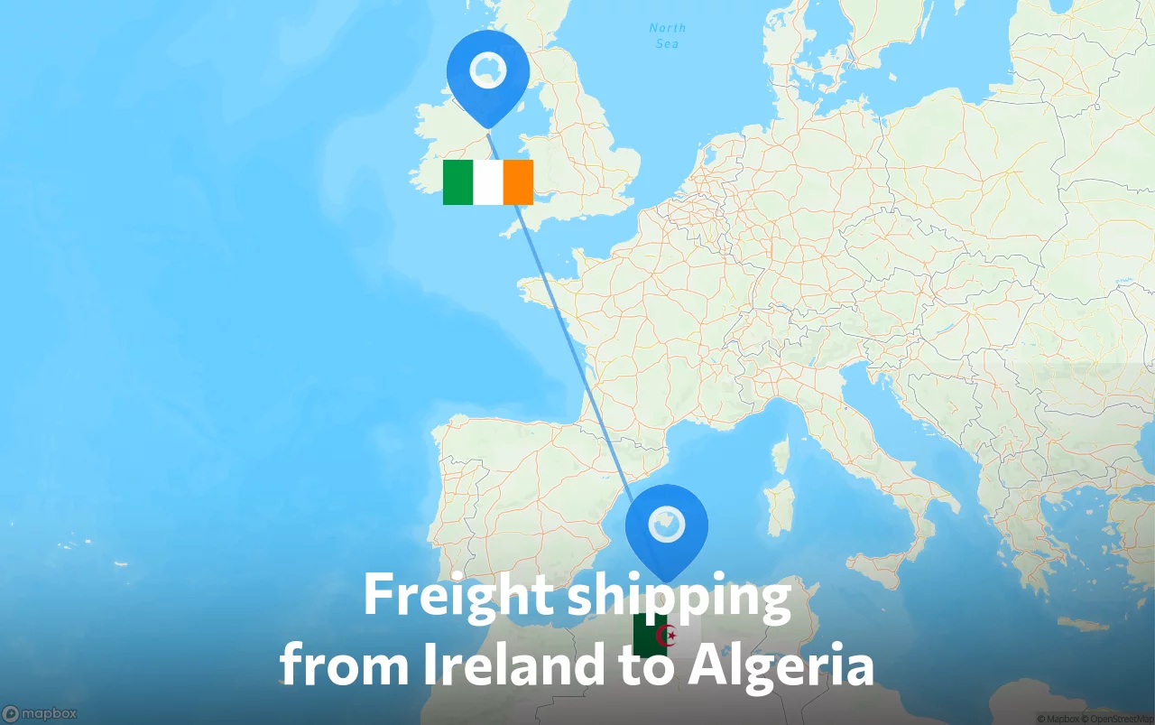 Shipping route from Ireland to Algeria
