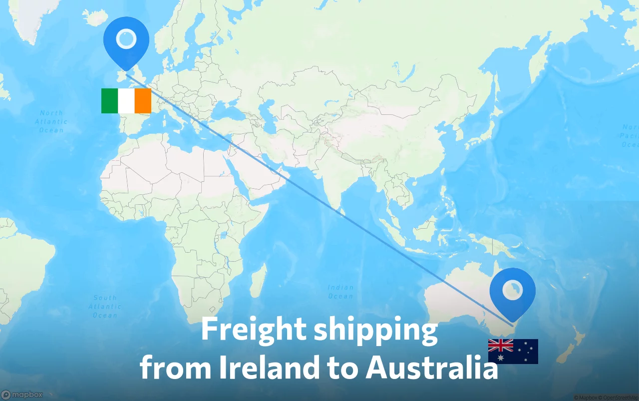 Shipping route from Ireland to Australia